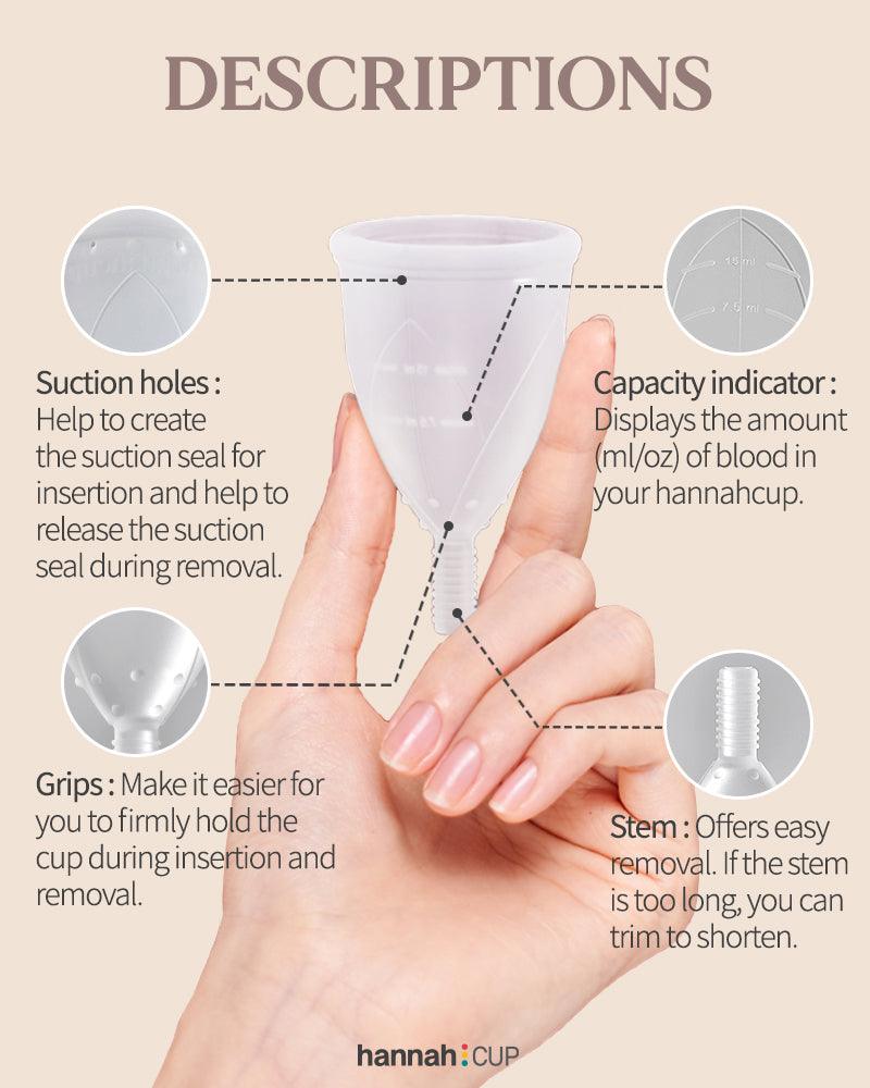 hannahCUP Medium size guide and dimensions for reusable menstrual cup