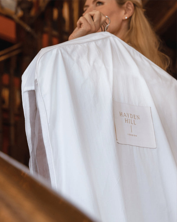 Long Organic Cotton Garment Hanging Bag for Dresses & Coats