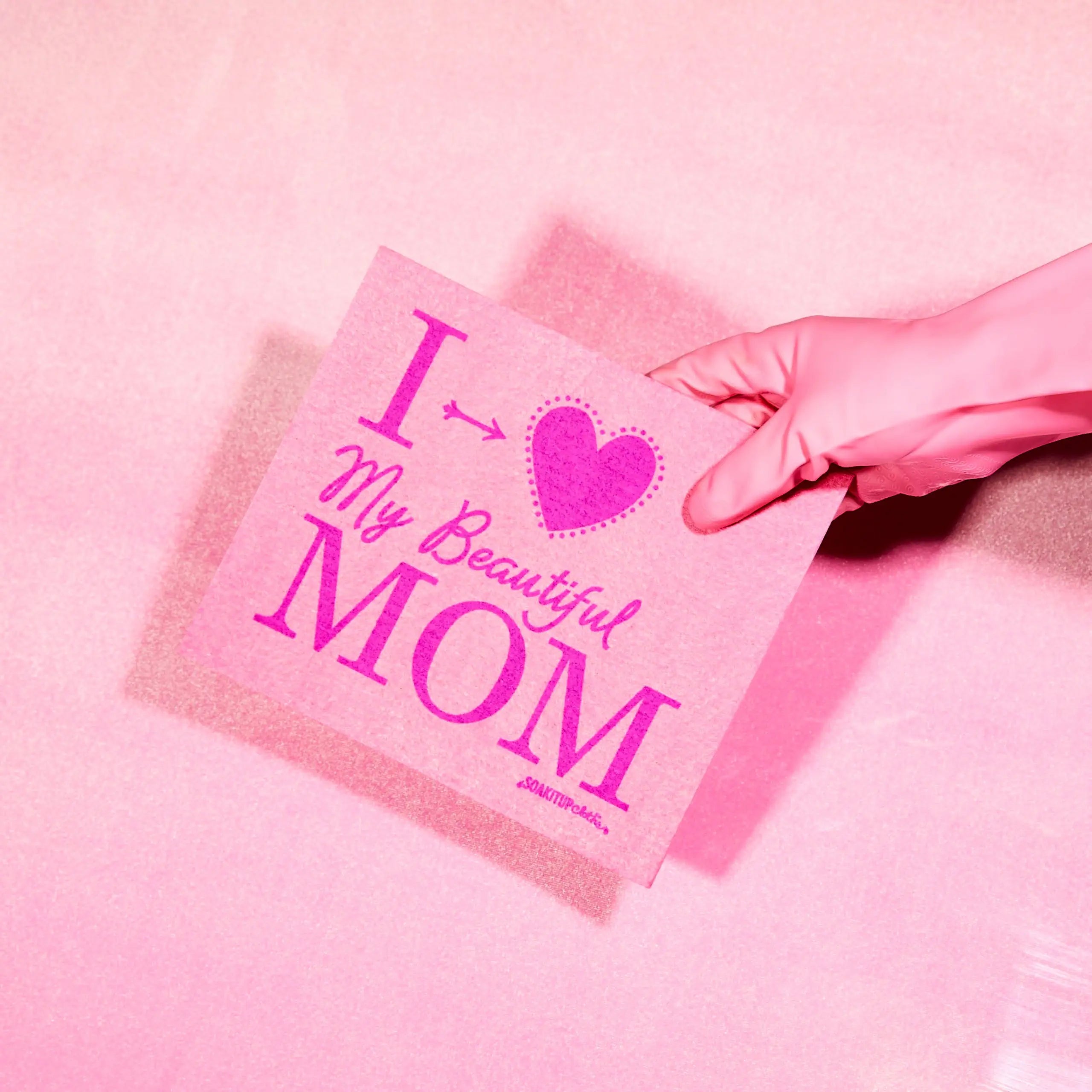 Soak iT Up I Heart My Beautiful Mom Swedish dishcloth — sustainable paper towel alternative, 8 x 6.75 inches
