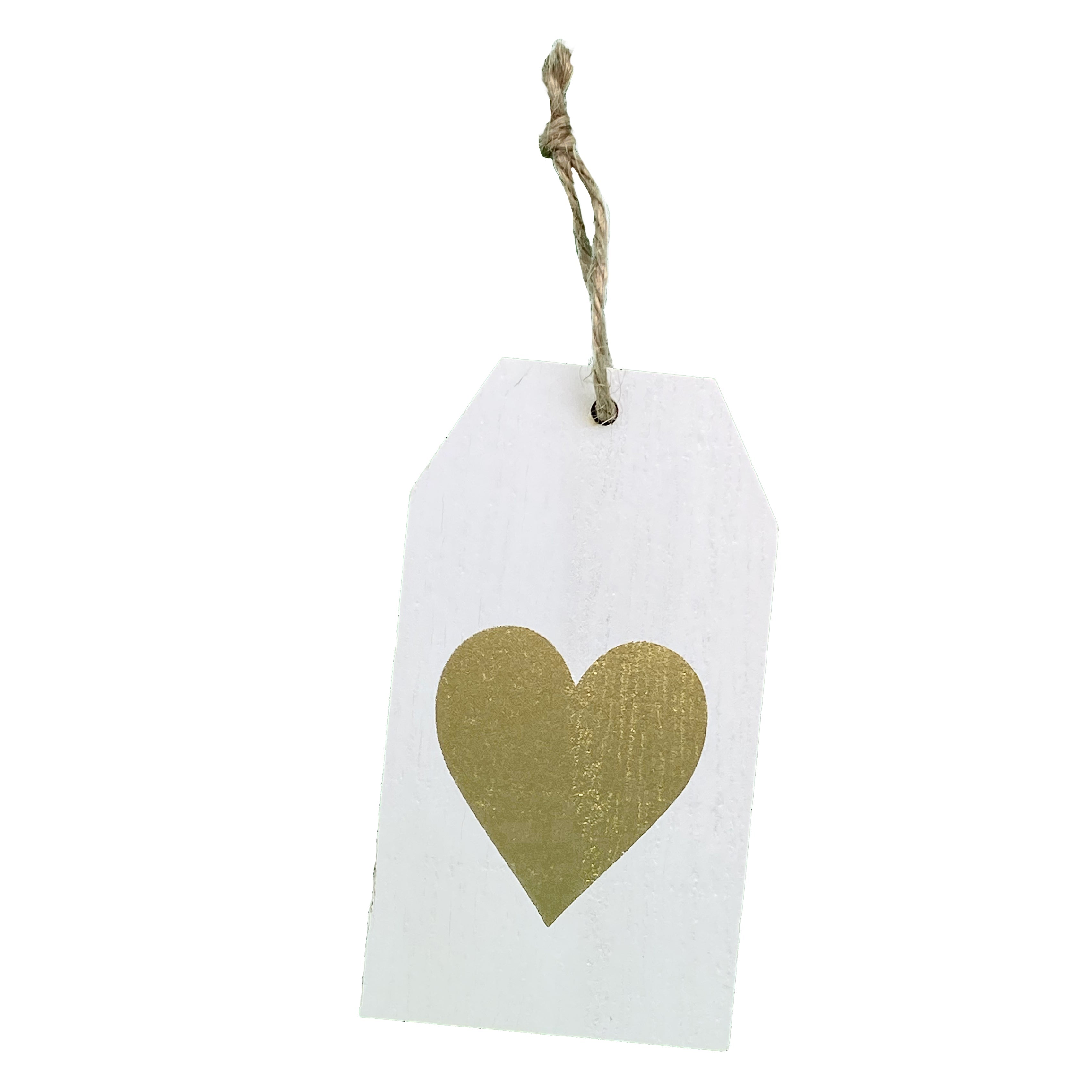 EverWrap wooden gift tag with gold heart charm for reusable gift wrapping