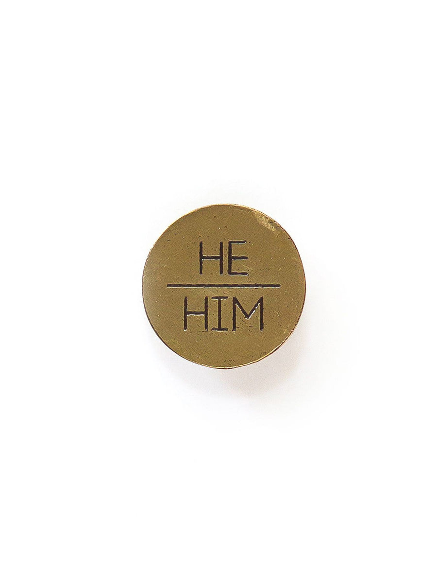 Recycled Brass Pronoun Pins | Ethically Made | Fair Anita