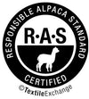 Logo of Responsible Alpaca Standard with a llama silhouette and 'Textile Exchange' branding.