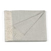 Herringbone baby alpaca throw blanket in a classic woven pattern, draped naturally to show texture and colour