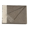 Soft baby alpaca herringbone throw blanket folded and styled on a sofa as a cosy home accessory