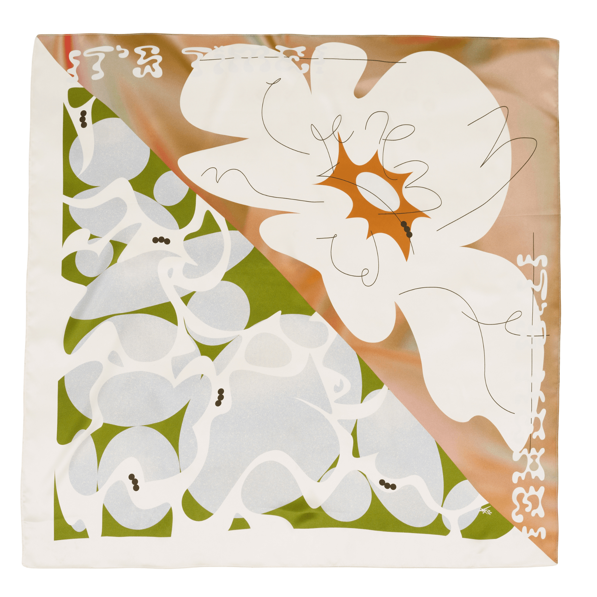 Higher mulberry silk furoshiki gift wrap by Essery Waller, 35 inch square, Le Gasp Collection botanical print
