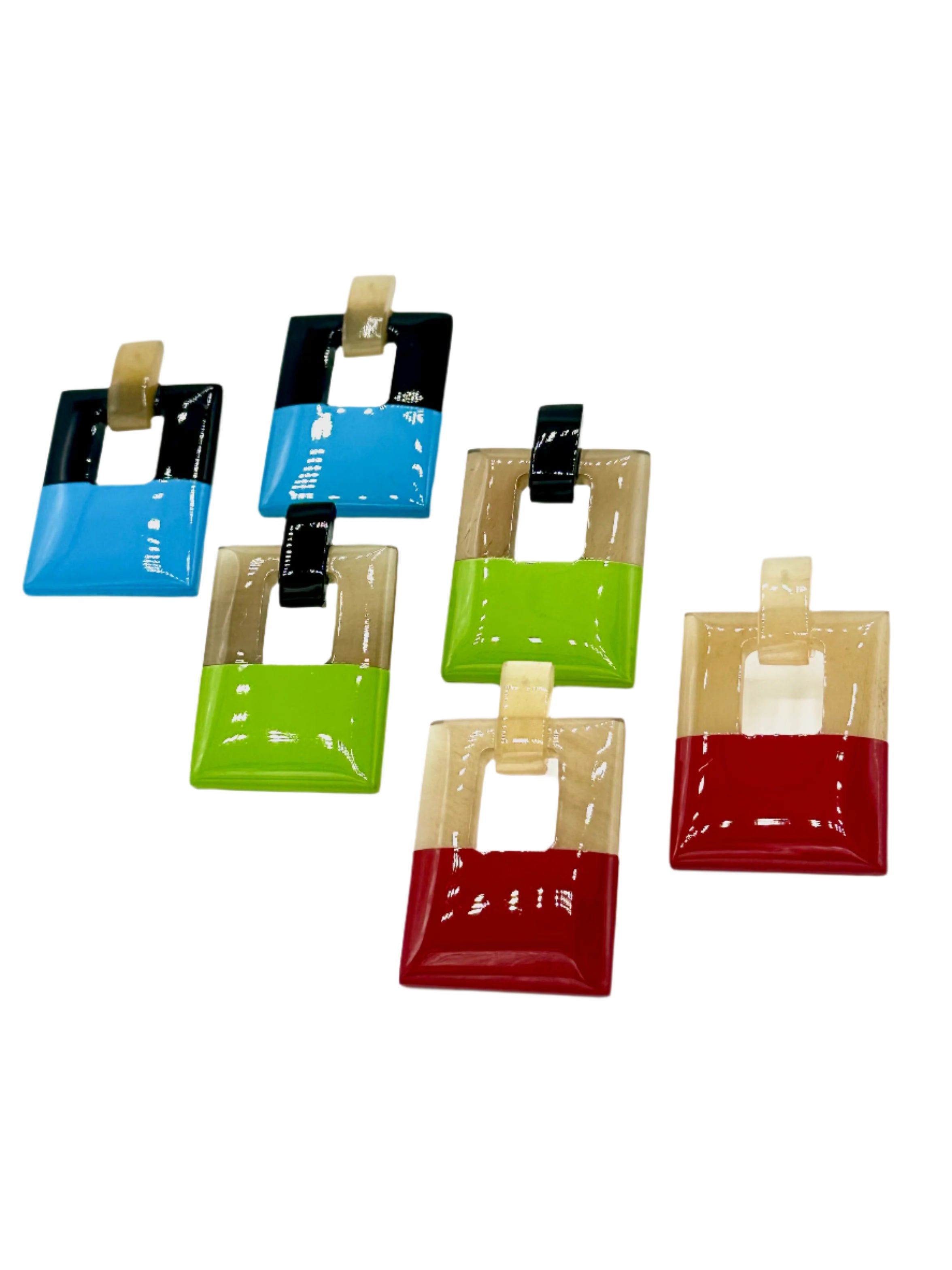 Set of colorful square clips on a white background