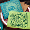 Soak iT Up Hip and Happy Camper dishcloth in use — compostable paper towel alternative for campers and outdoor lovers