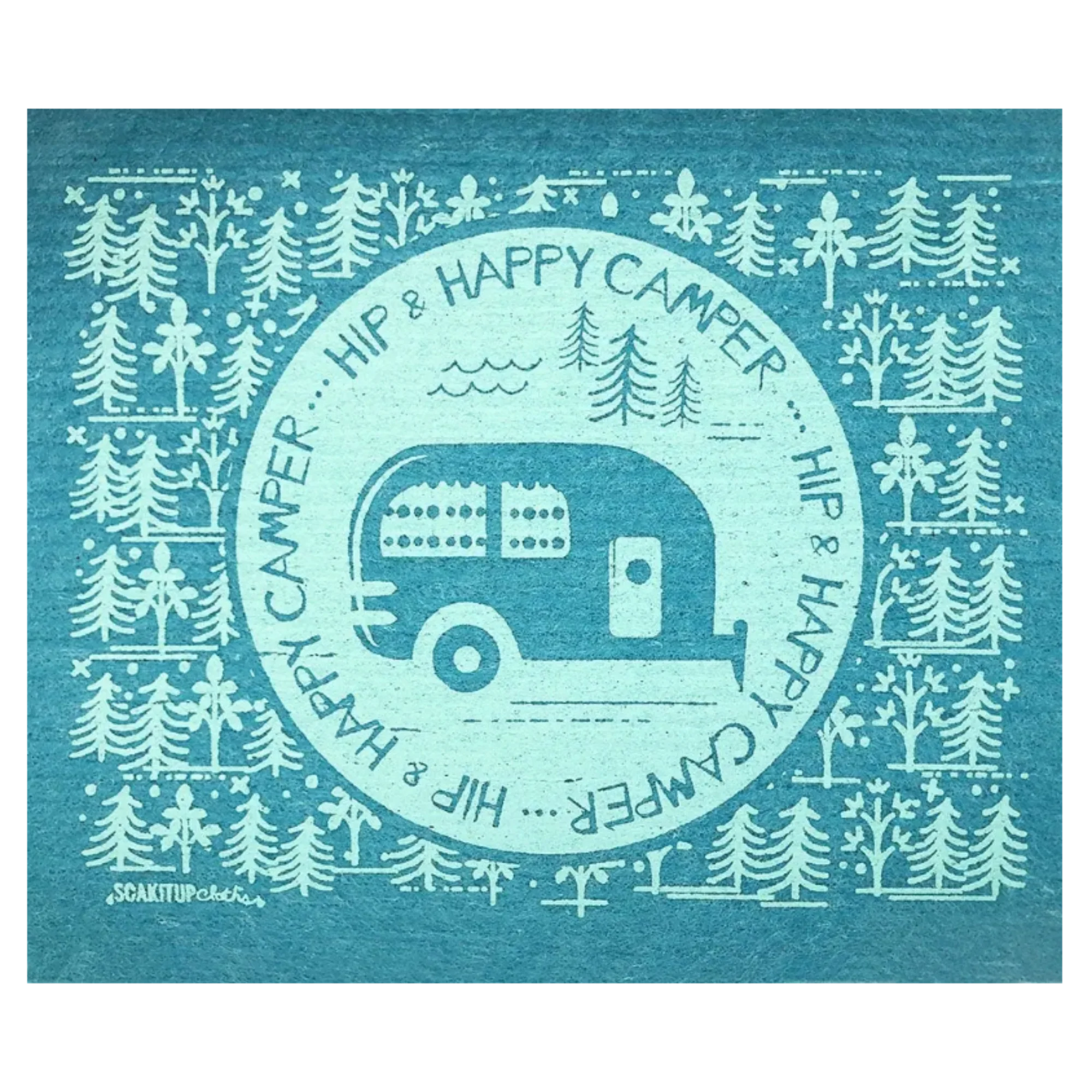 Hip and Happy Camper eco-friendly Swedish dishcloth by Soak iT Up — 70% cellulose and 30% cotton reusable cleaning cloth