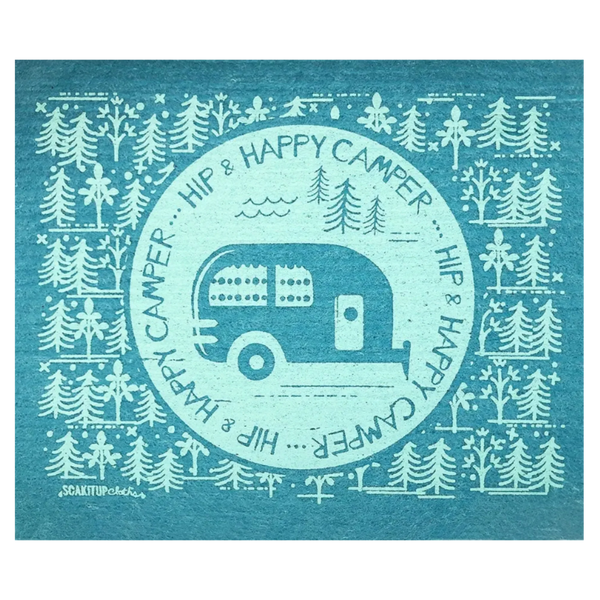 Hip and Happy Camper eco-friendly Swedish dishcloth by Soak iT Up — 70% cellulose and 30% cotton reusable cleaning cloth