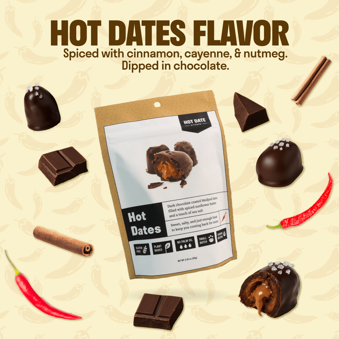Hot Dates artisan dark chocolate Medjool dates – gluten-free, no preservatives, sustainably sourced