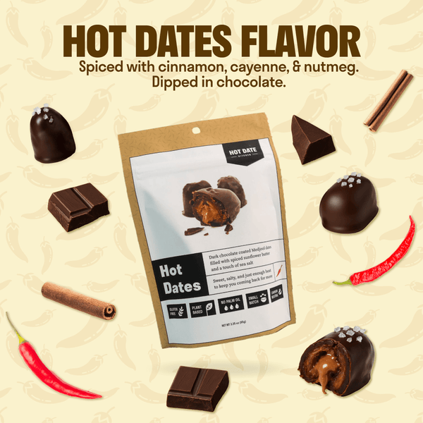 Hot Dates artisan dark chocolate Medjool dates – gluten-free, no preservatives, sustainably sourced