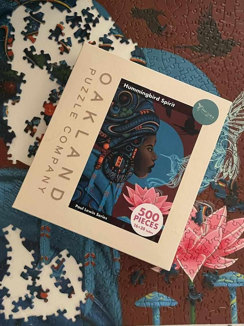 Hummingbird Spirit Paul Lewin jigsaw puzzle shown in a lifestyle setting