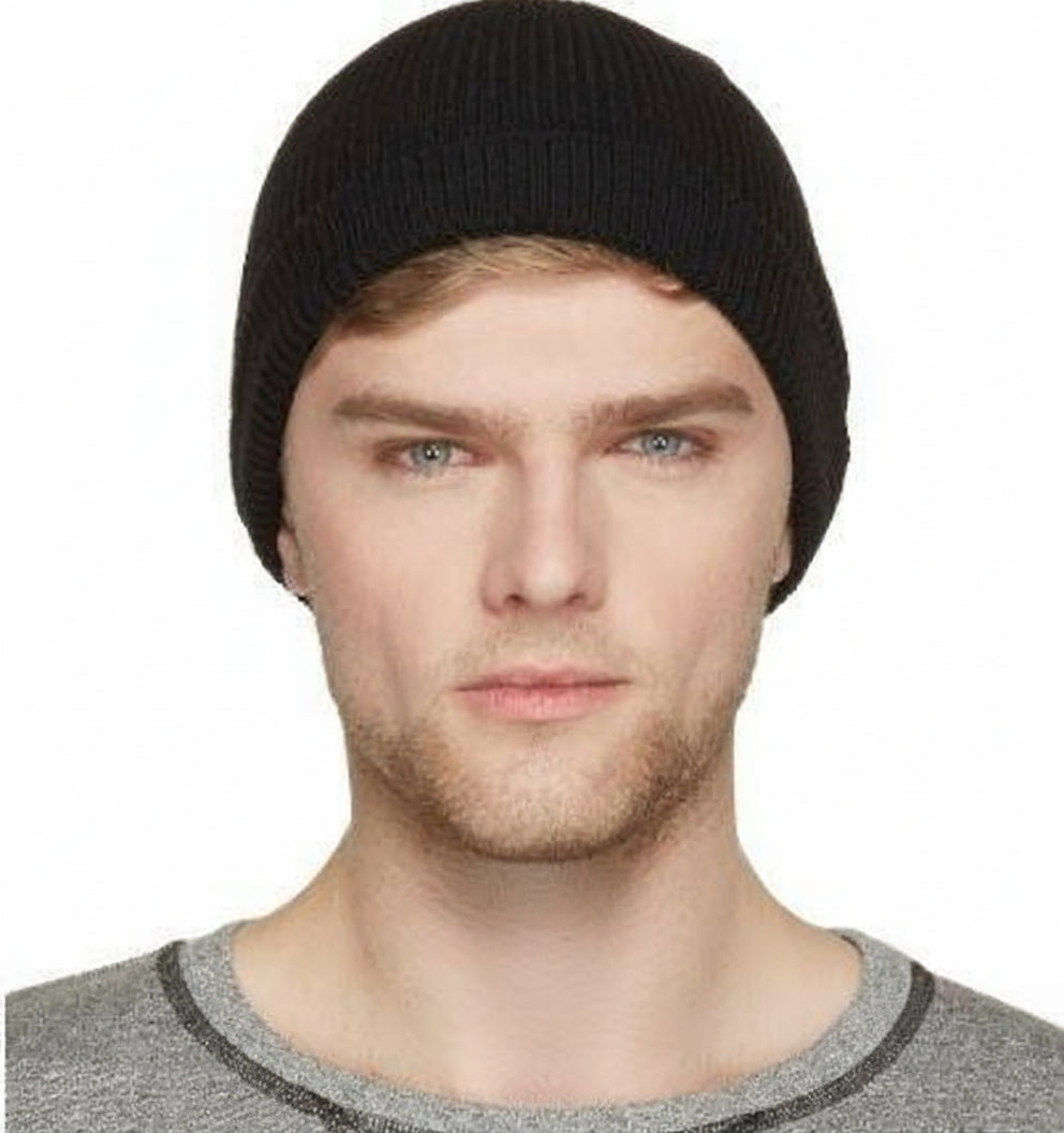 Iditarod 100% baby alpaca beanie hat in black with fleece lining