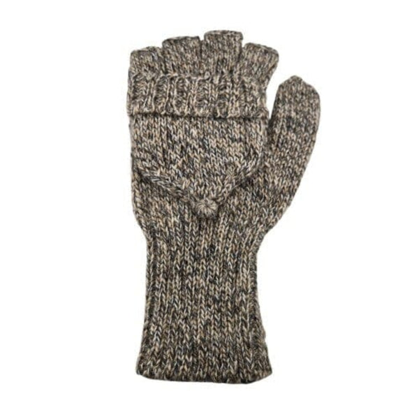Knitted fingerless glove on a white background