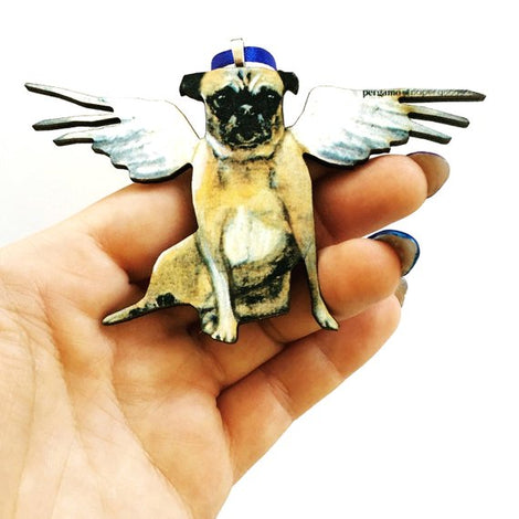 Angel Pug Ornament - Eco-friendly, Zero Waste, plastic free, handmade