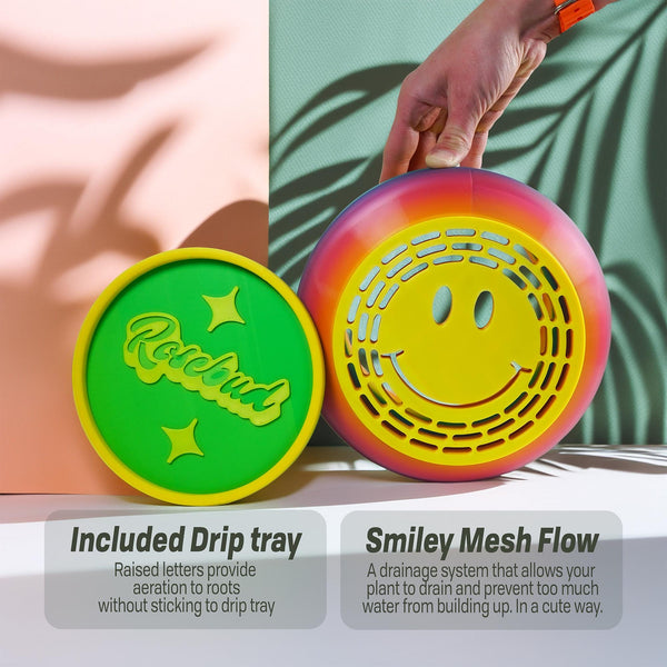 Smiley Face Plant Pot with Drainage & Drip Tray – Eco-Friendly PLA Planter