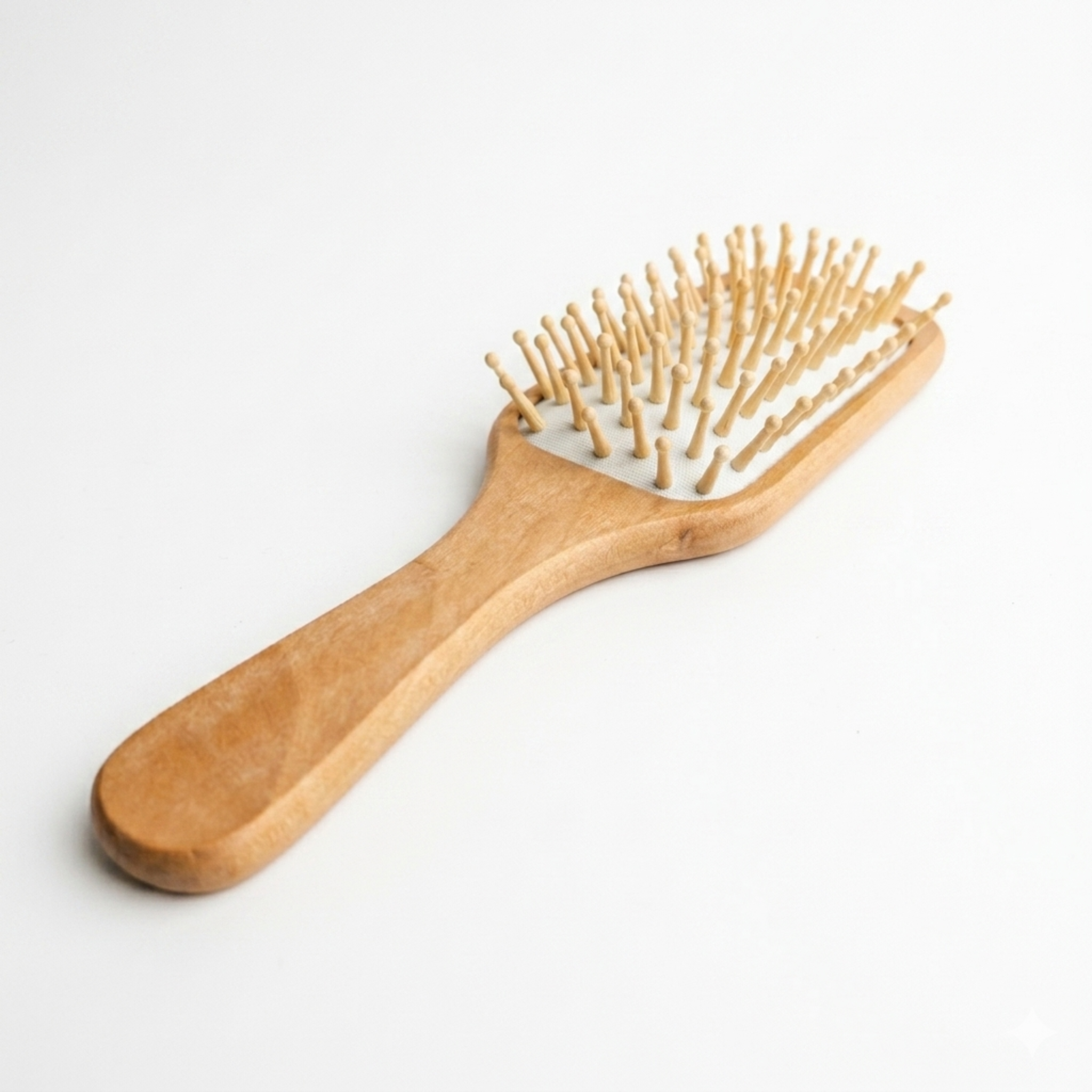 Wooden hairbrush on a white background