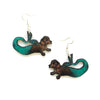 Mermaid Dachshund Earrings: Eco-friendly, recycled wood, handmade in USA. Show your Dachshund love! Shop now!