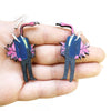 Eco-friendly Flamingo Man Earrings: Recycled wood, handmade in USA. Whimsical collage art by Gianna Pergamo. Shop now!