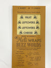 Beeswax food labels packaging with text and illustrations on a white background