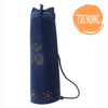 OMSutra OM Mahashakti Denim Yoga Mat Bag detail showing interior zippered pocket and spacious main compartment