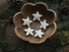 Five needle-felted wool stars in Snowberry White, shown as a set