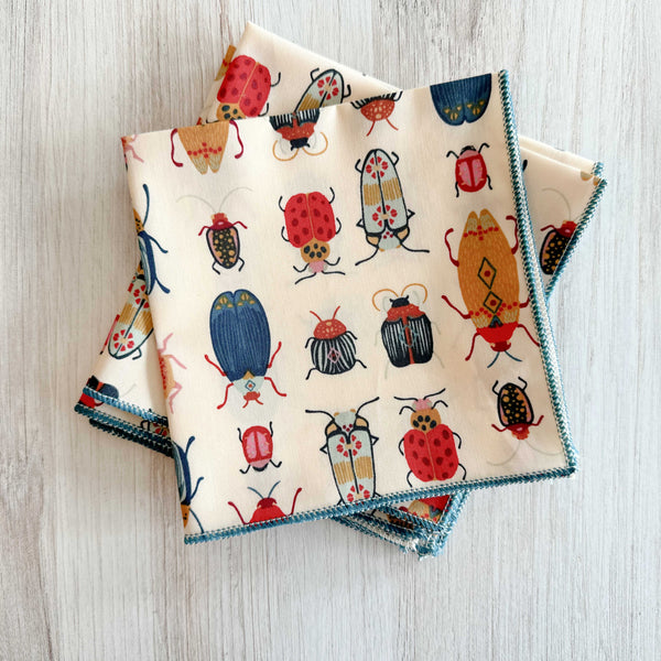 Beetle print cocktail napkins, 10-inch, set of four by Dot and Army