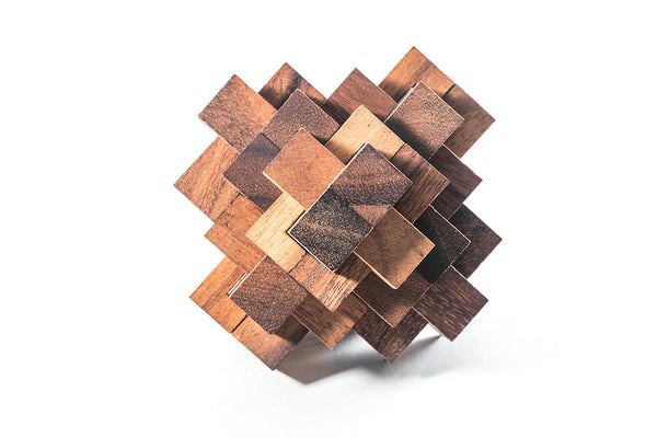 Interlocking wooden Construct puzzle — STEM brain teaser Burr game