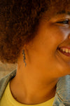 Fair trade iolite cluster earrings in pure brass, 2.5 inch drop, nickel-free