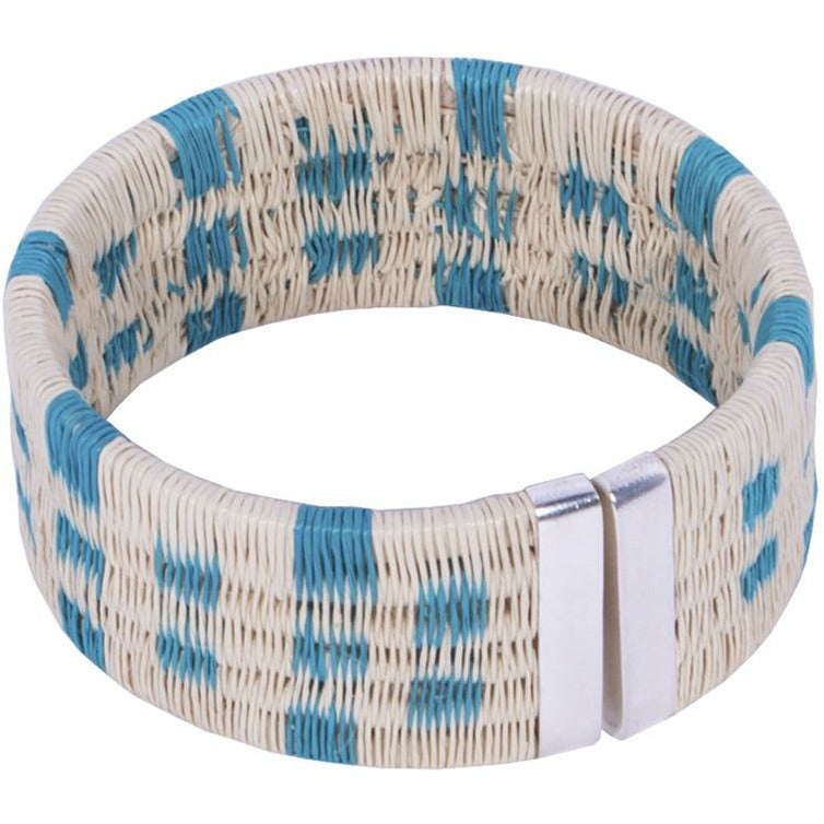 Tulia Island Palm Woven Cuff in blue handwoven by indigenous Wounaan artisans