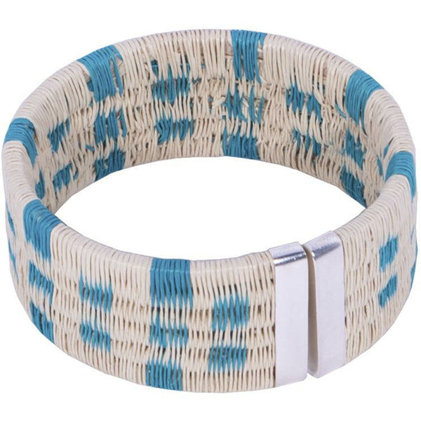 Tulia Island Palm Woven Cuff in blue handwoven by indigenous Wounaan artisans