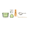 Isshiki x Hario Yabukita Tin Matcha Set with double-walled glass matcha bowl and tools