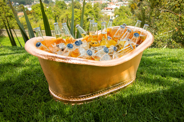 30" Oval Tub Shaped Hammered Copper Cooler