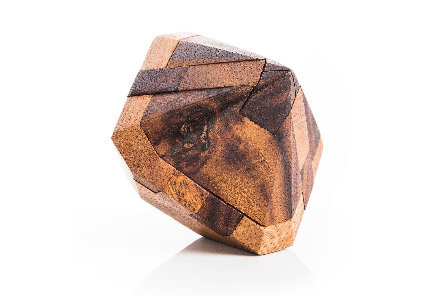 Handcrafted Japanese Diamond wooden brain teaser puzzle close-up detail