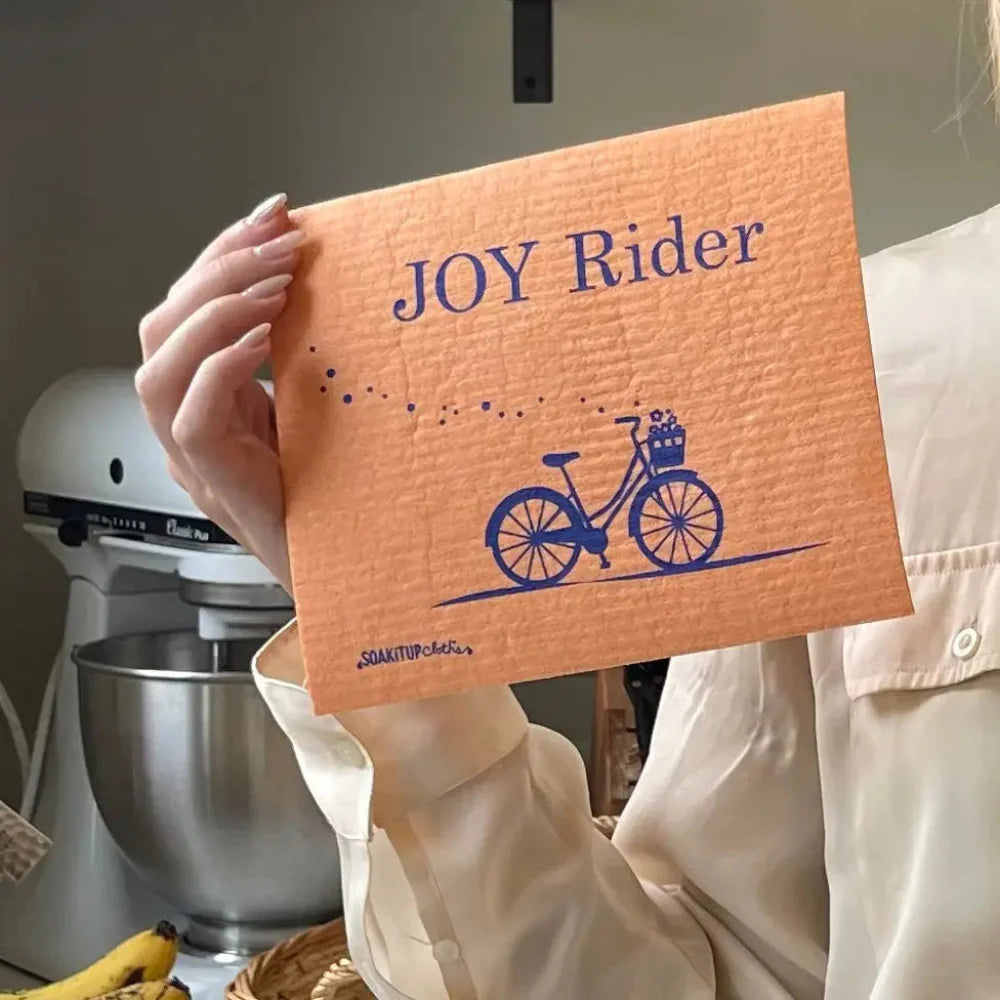 Joy Rider reusable Swedish dishcloth by Soak iT Up – compostable eco gift for bike lovers under $20