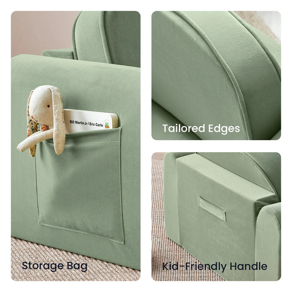 Tiny Land GentleSnug Kids Sofa Chair placed in a playroom setting