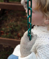 Close-up of soft Suri alpaca blend kids mittens showing texture and colour