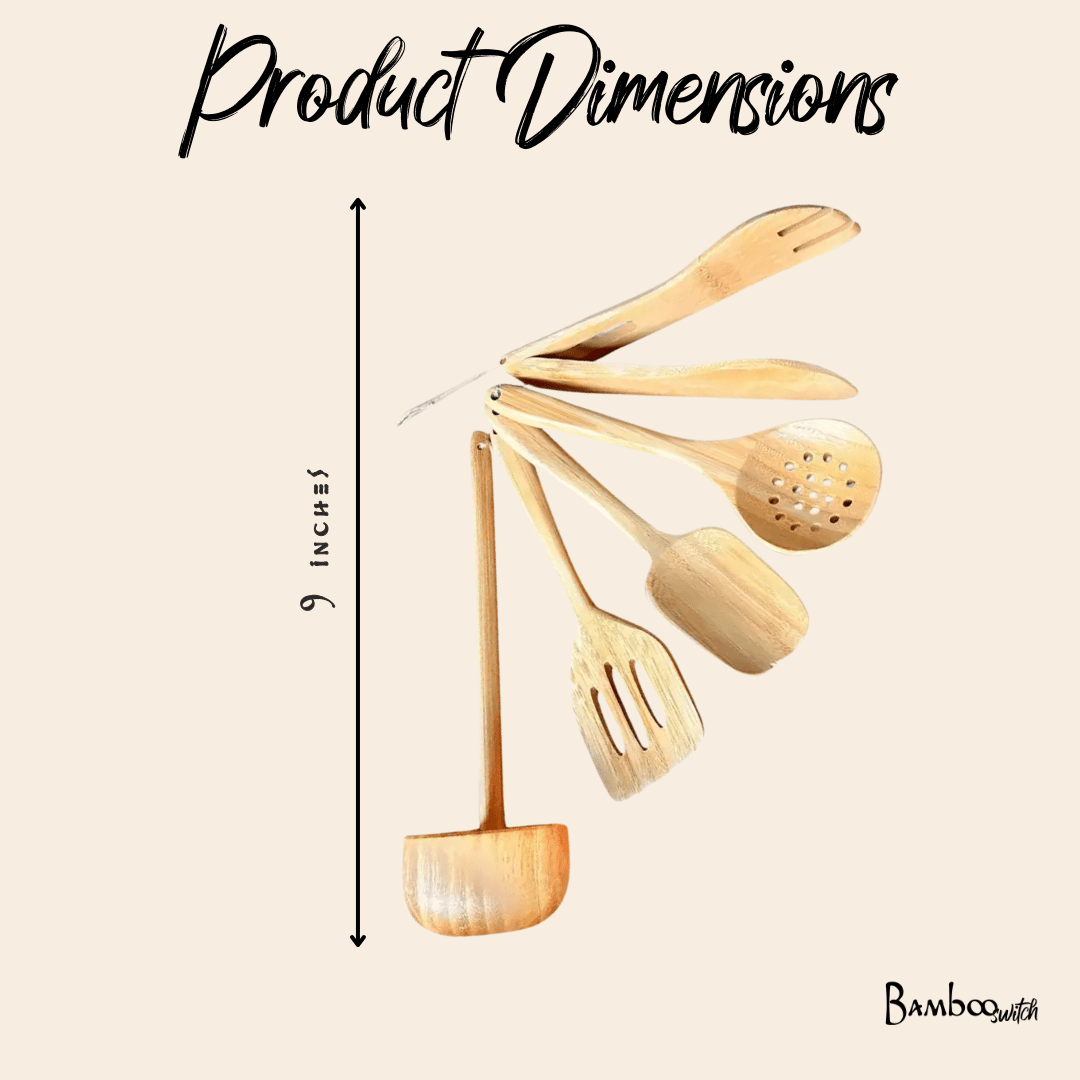 Kids Bamboo Cooking Utensil Set full set view