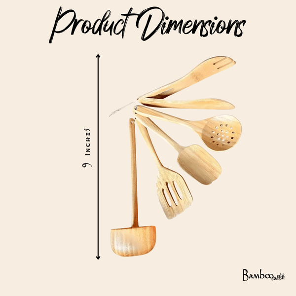 Kids Bamboo Cooking Utensil Set full set view