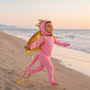 Kid dressed in the Pink Sky Dragon costume for Halloween