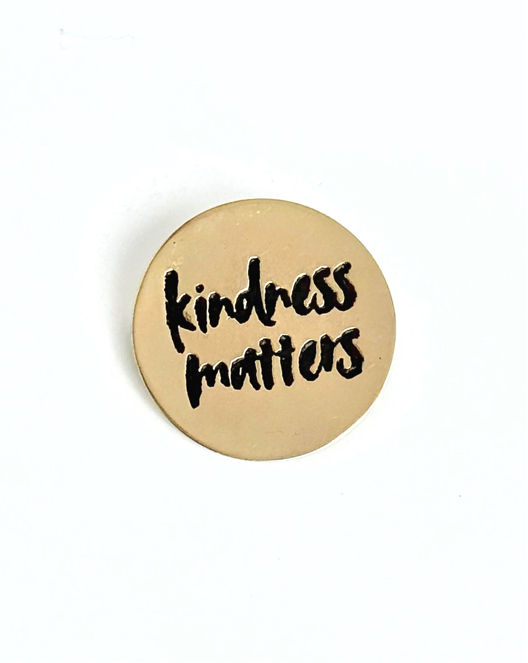 Kindness Matters recycled brass pin, ethically handcrafted by women artisans in India for Fair Anita
