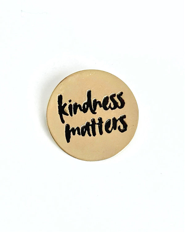 Kindness Matters recycled brass pin, ethically handcrafted by women artisans in India for Fair Anita