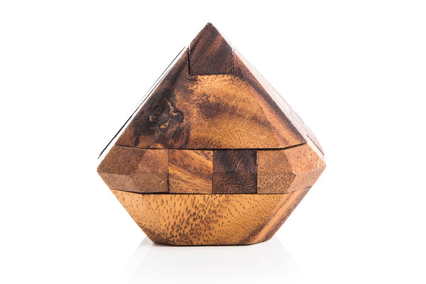 Kubiya Games Japanese Diamond mechanical wooden puzzle displayed in Brooklyn