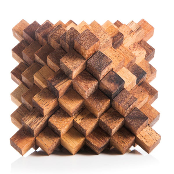 Wooden geometric puzzle on a white background