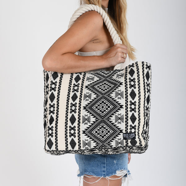 Large Shopper Tote Dainik jute bag with rope handles from Rice Love