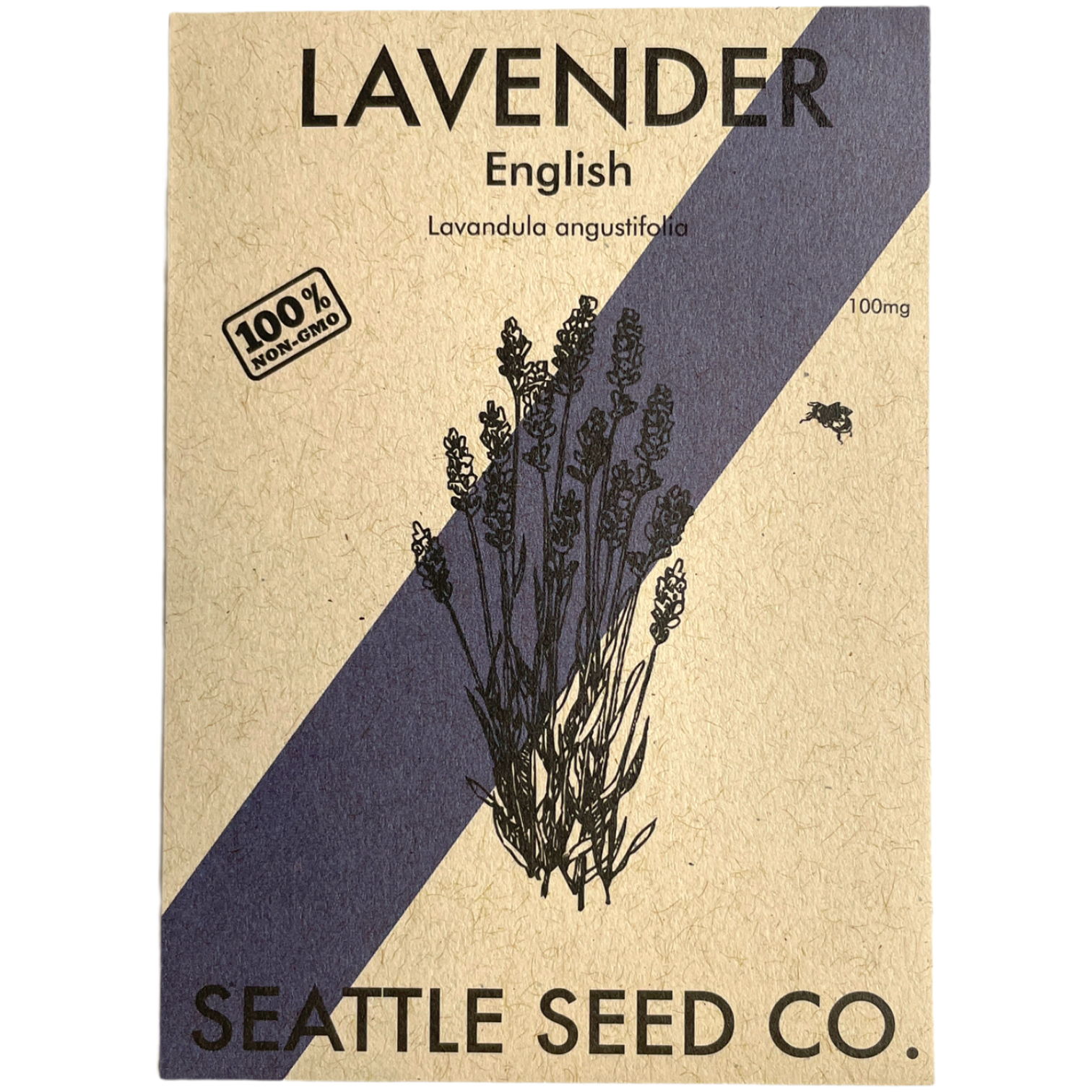 Seattle Seed Company English Lavender seed packet with purple lavender flower illustration