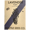 Seattle Seed Company English Lavender seed packet with purple lavender flower illustration