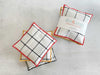 Windowpane linen lavender sachet with colored edging, 5x5 inches