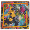 Colorful floral patterned fabric with a yellow center
