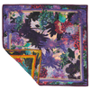 Lilac mulberry silk furoshiki gift wrap folded flat, showing floral artwork by Adam Klassen from The Delilah Collection